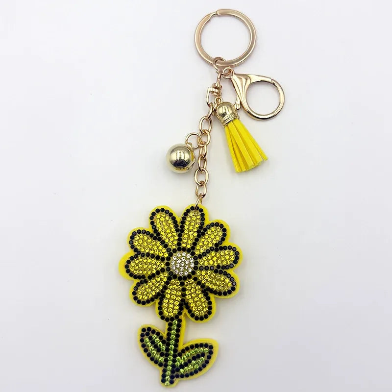 Flower Rhinestone Keychain for DIY