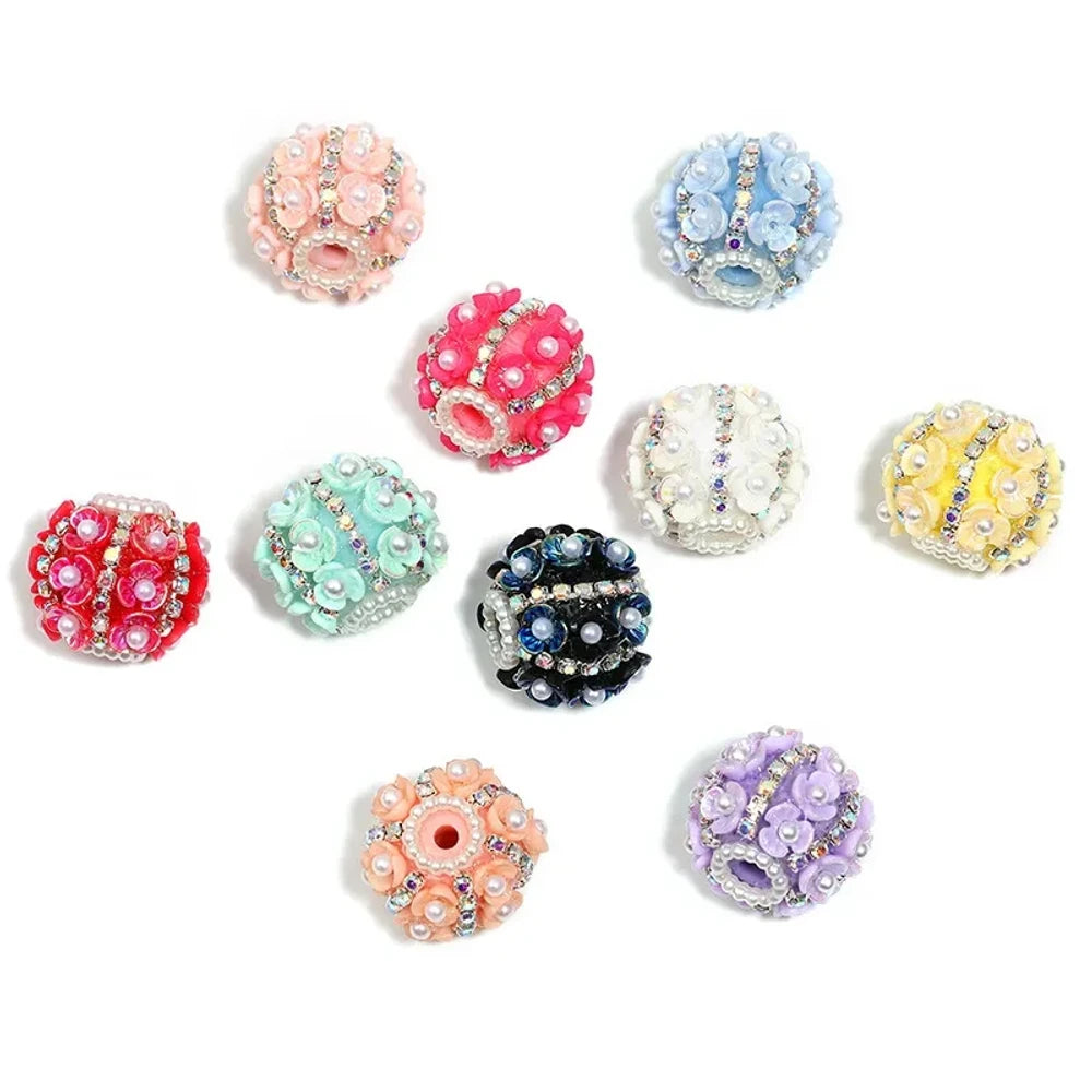 Flower Rhinestones White Pearls Rhinestone Chain Acrylic DIY Fancy Beads-Random Mixed