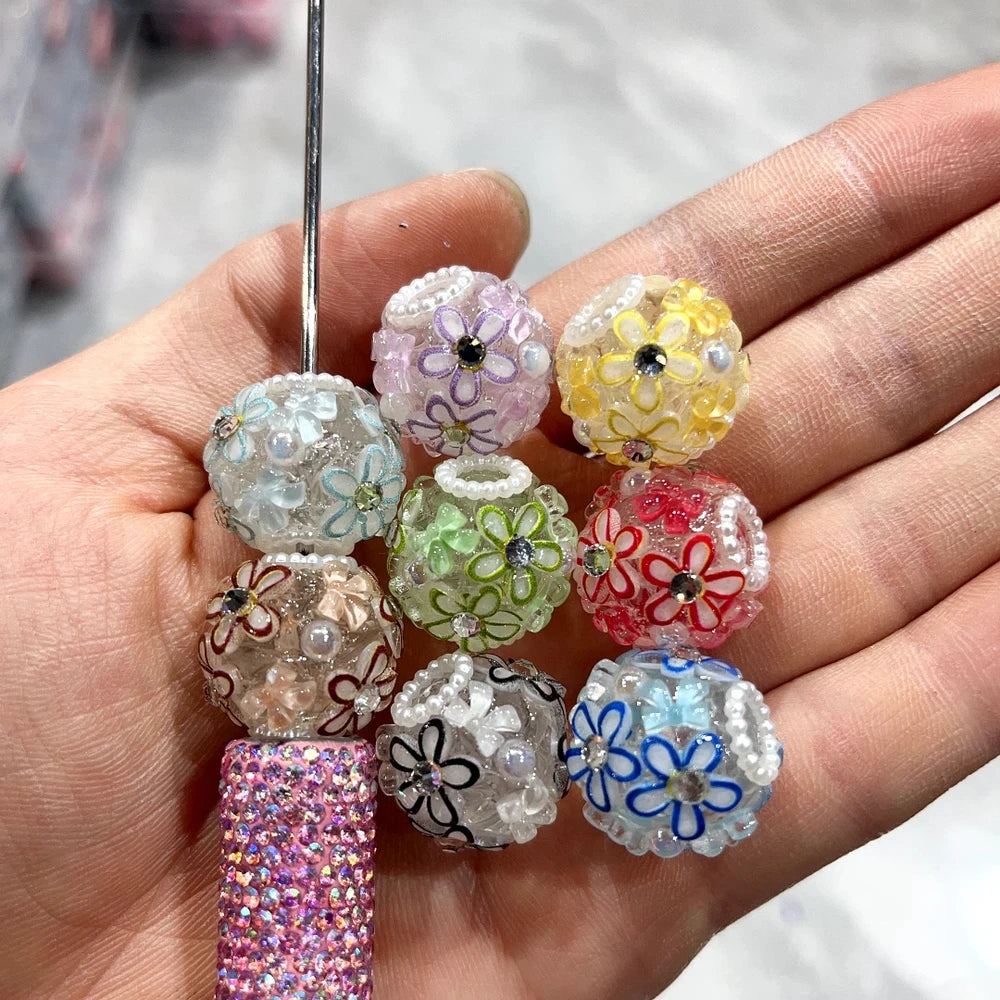 Flowers Bowtie Rhinestones Pearls Loop Acrylic DIY Fancy Beads-Random Mixed