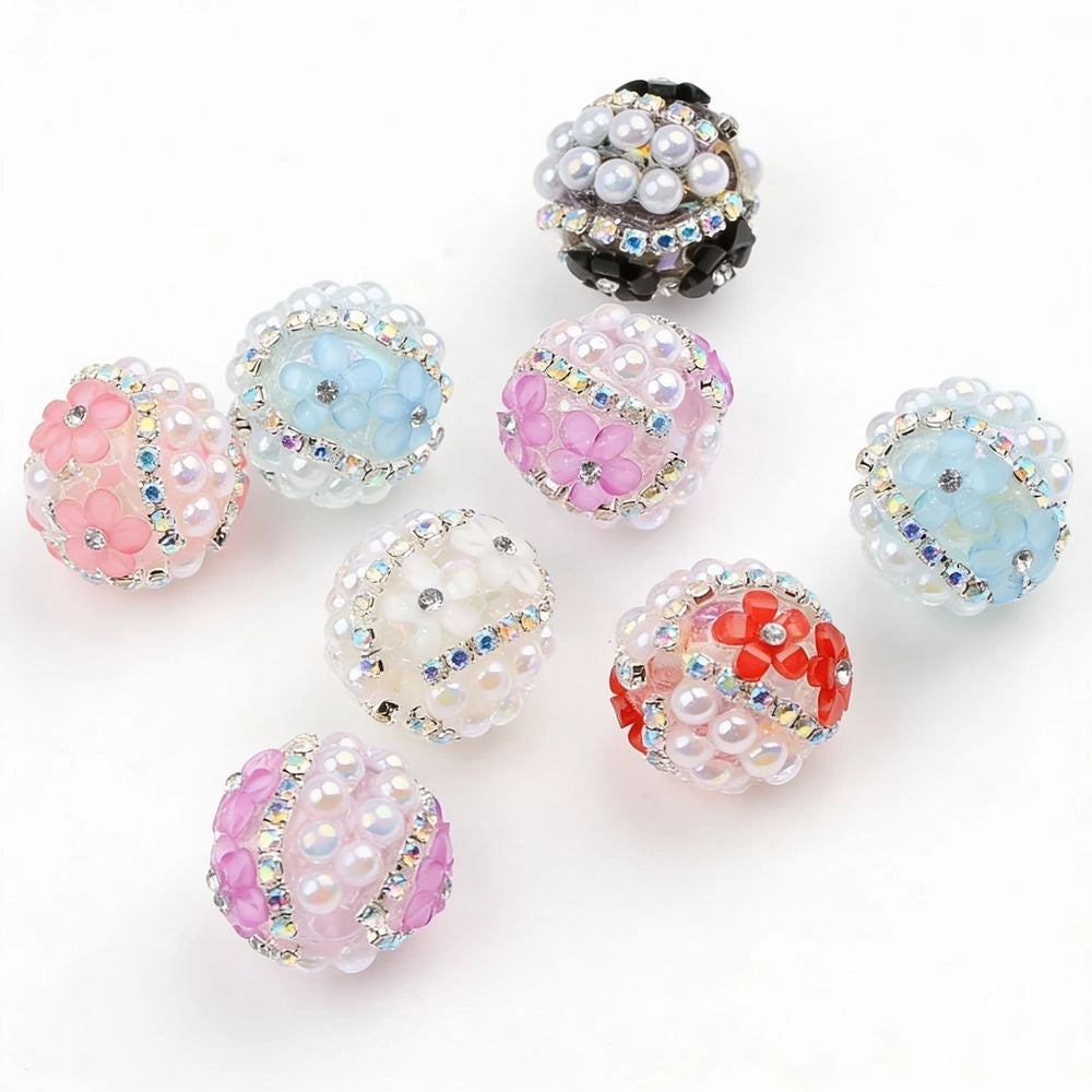 Flowers Pearls and Rhinestone Chain Acrylic DIY Fancy Beads-Random Mix