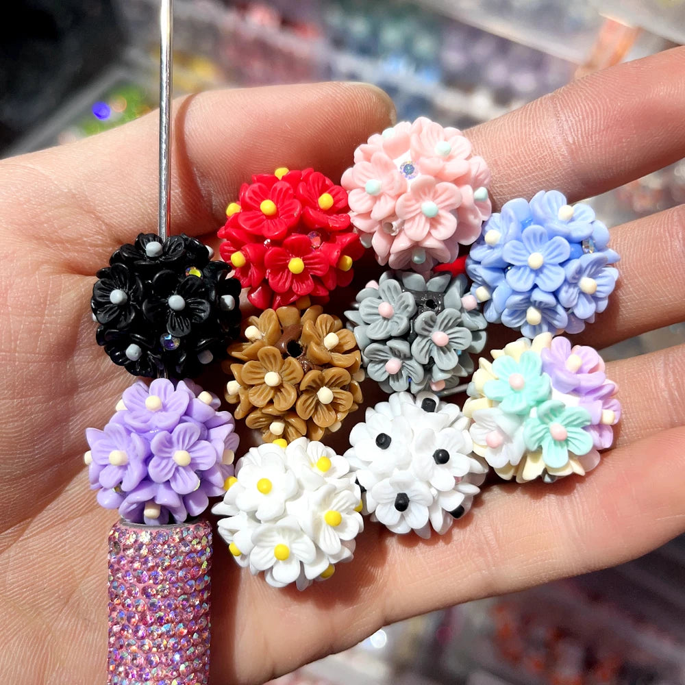 Flowers with Mini Rhinestones Clay DIY Fancy Beads-Random Mixed