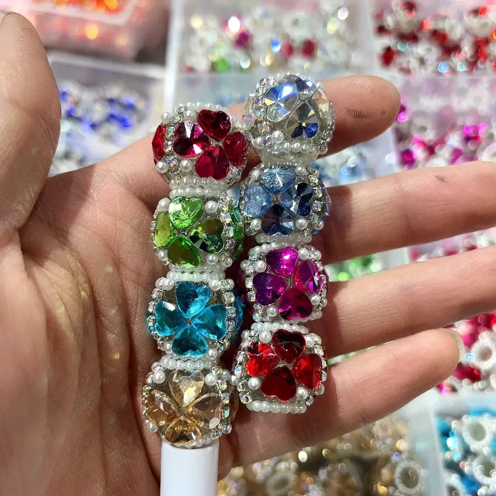 Four-leaf clover Pearls and Rhinestone Chain Acrylic DIY Fancy Beads-Random Mixed