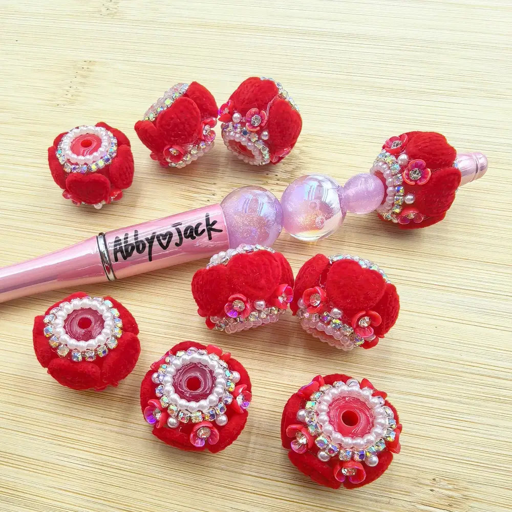 Furry Heart Pearls Flowers Rhinestone Chain Acrylic DIY Fancy Beads