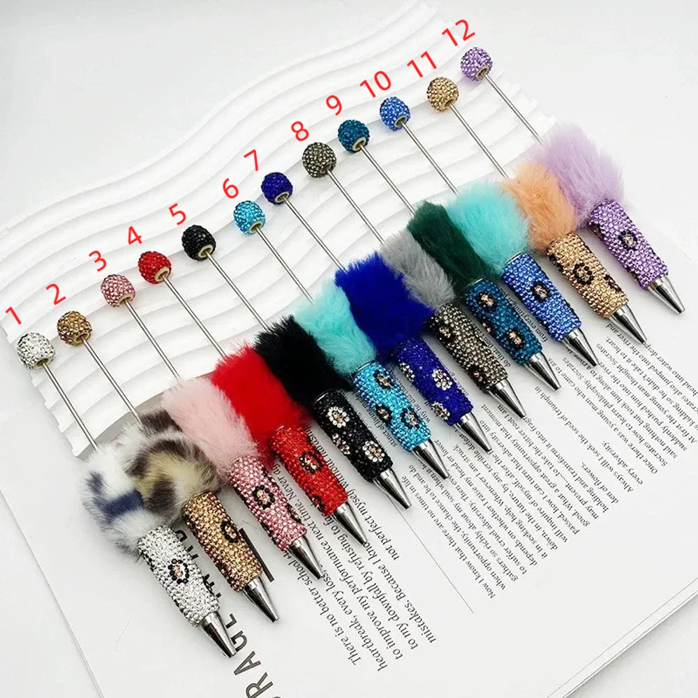 Fuzzy Leopard Beadable Rhinestone Pens