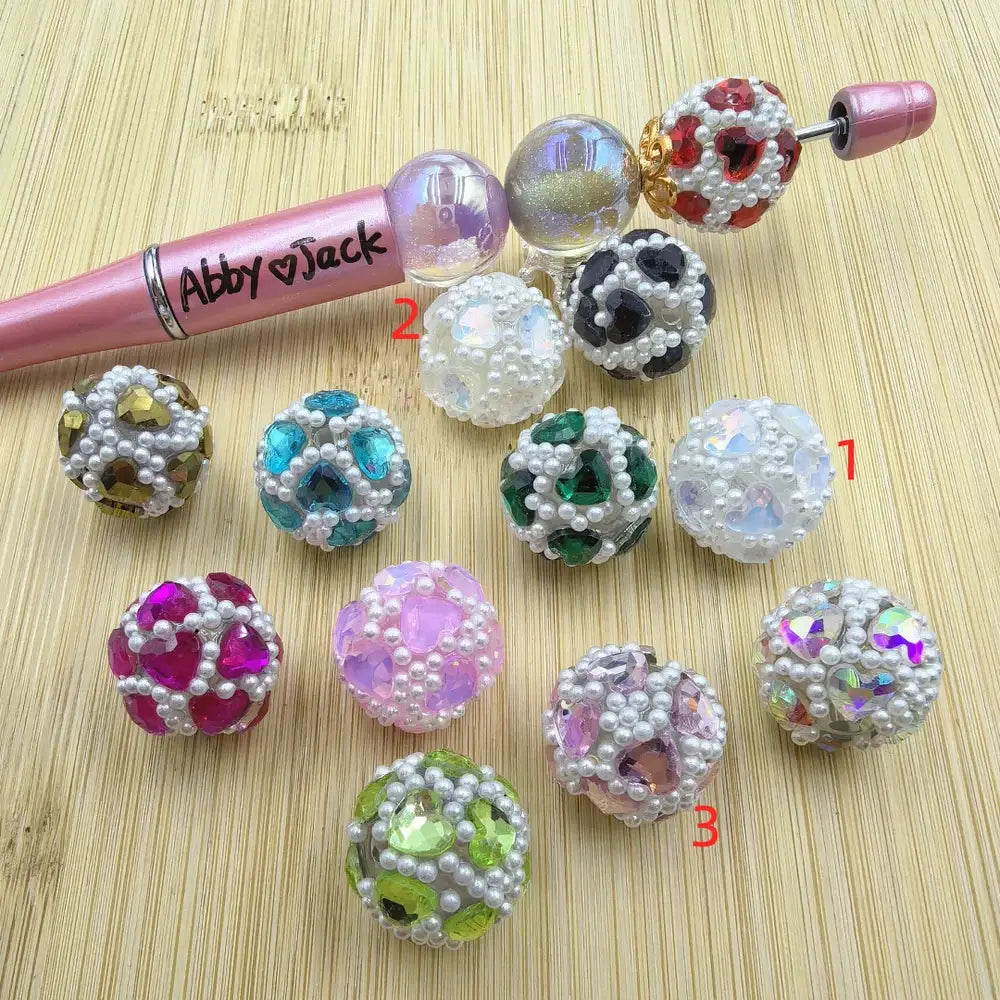 Heart and Pearls Acrylic DIY Fancy Beads