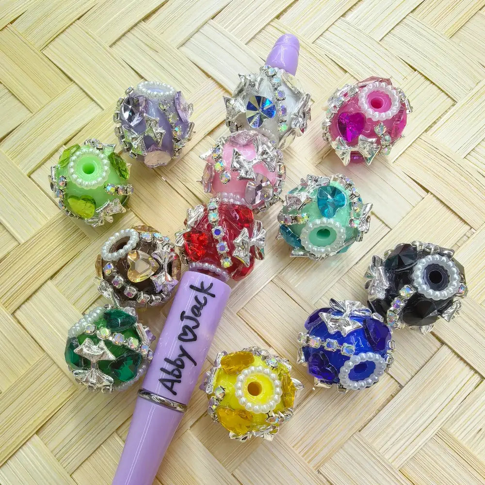 Heart Bowtie Rhinestone Chain Pearls Acrylic DIY Fancy Beads