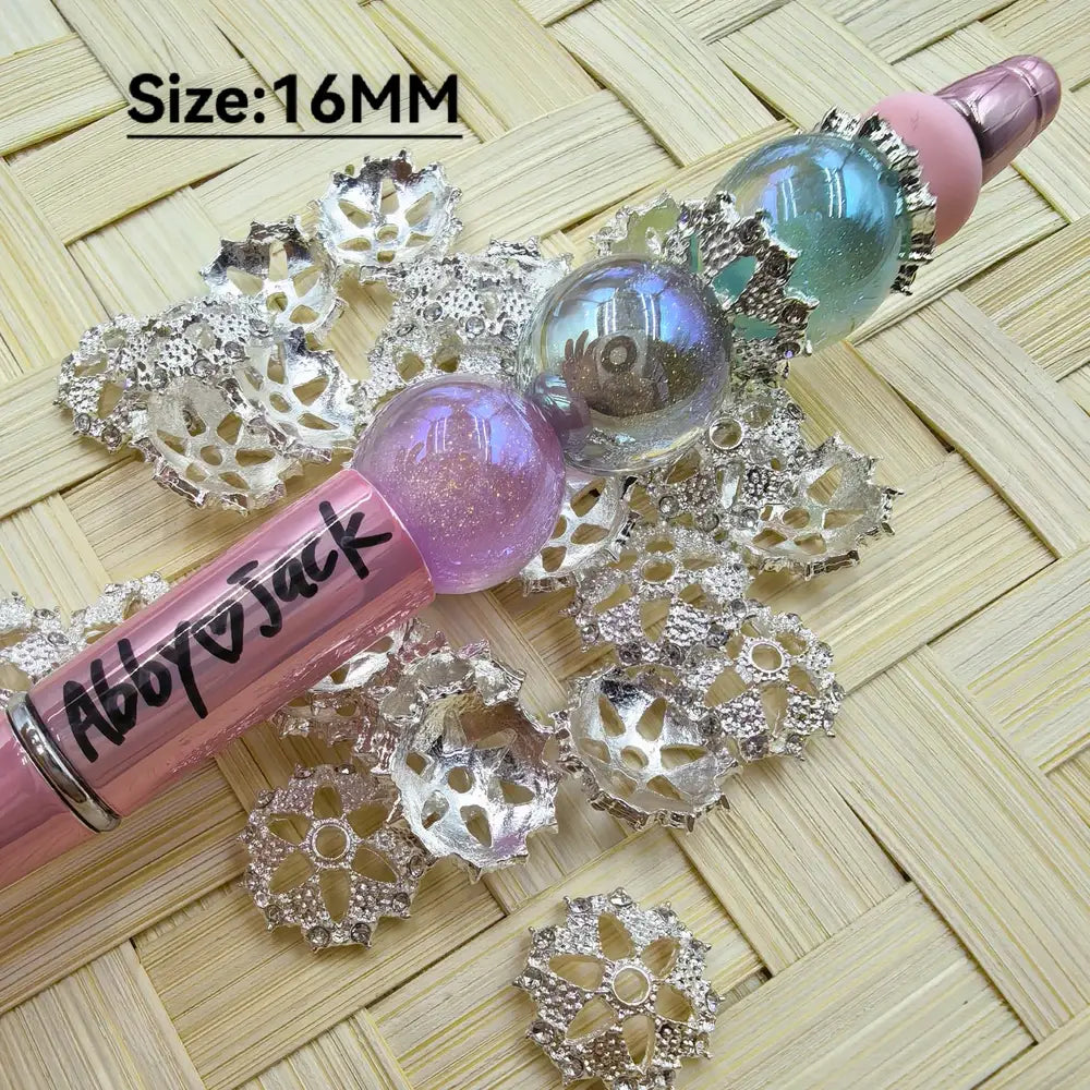 Heart Clear Rhinestone Bead Caps Cages, 16MM