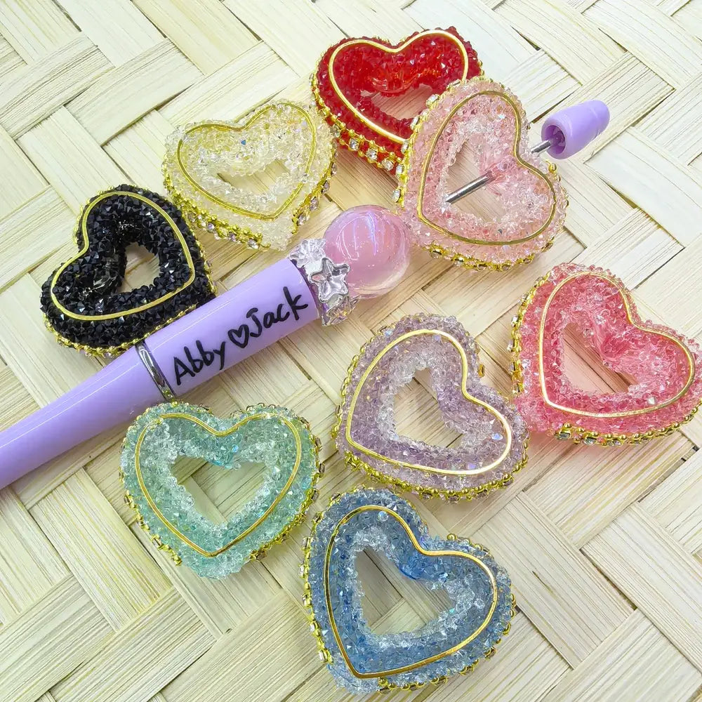 Heart Frame with Golden Alloy Chain and Rhinestones Chain Sugar Beads