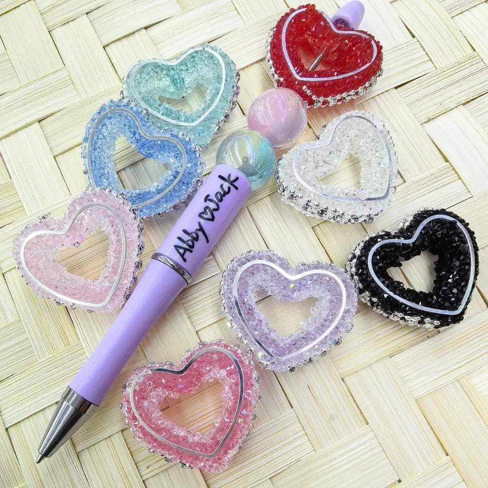 Heart Frame with Silver Alloy Chain and Rhinestones Chain Sugar Beads