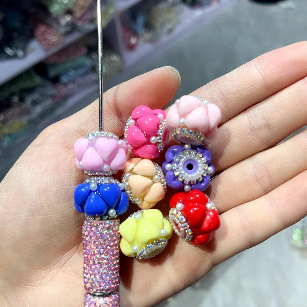 Heart Pearls and Rhinestone Chain Acrylic DIY Fancy Beads-Random Mix