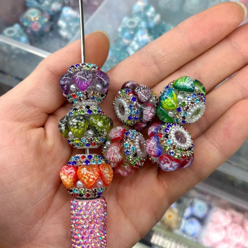 Heart Pearls Colorful Rhinestone Chain Acrylic DIY Fancy Beads-Random Mixed