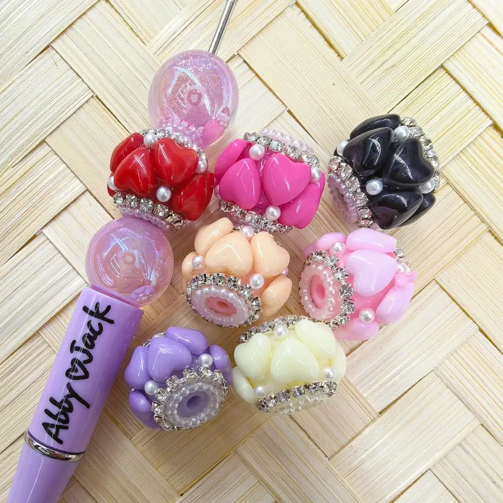 Heart Pearls Rhinestone Chain Acrylic DIY Fancy Beads