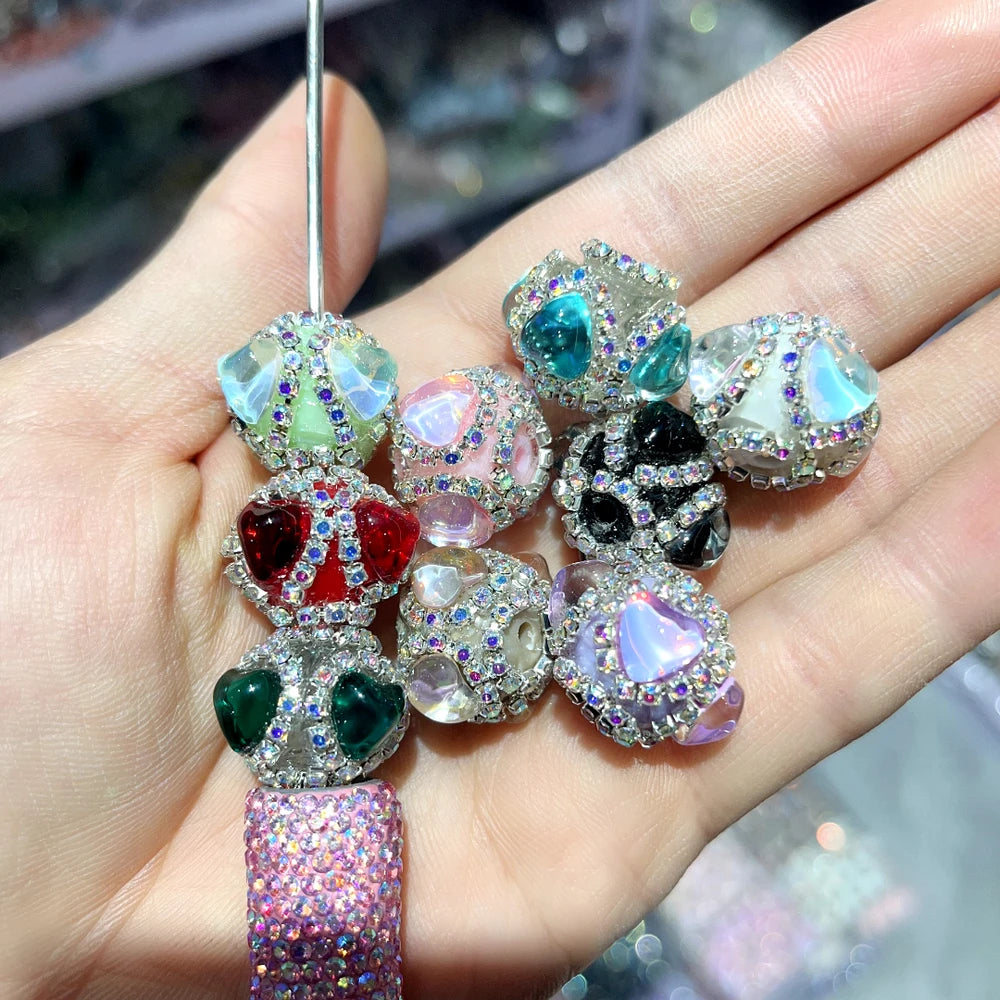 Heart Rhinestone and Rhinestone Chain Acrylic DIY Fancy Beads-Random Mixed