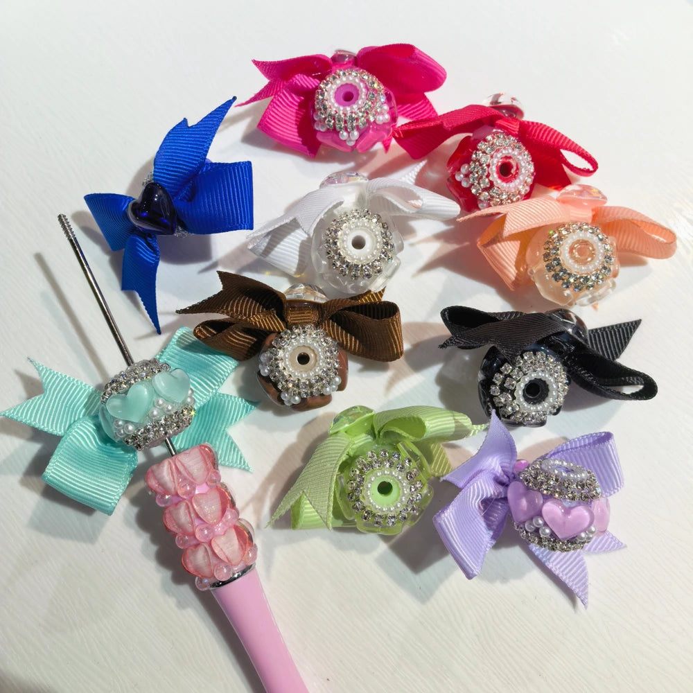 Heart Rhinestone Pearls Fabric Bowtie Rhinestone Chain Acrylic DIY Fancy Beads