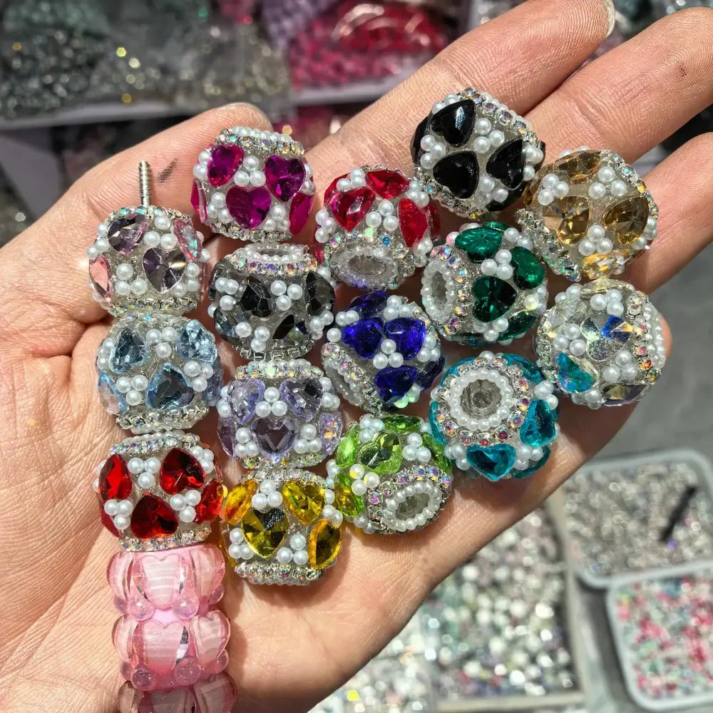 Heart Rhinestone Pearls Rhinestone Chain Acrylic DIY Fancy Beads-Random Mixed