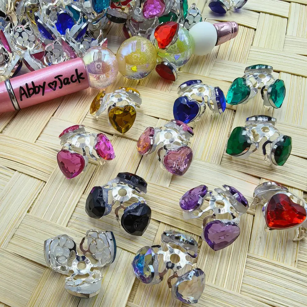 Heart Rhinestones Bead Caps Cages
