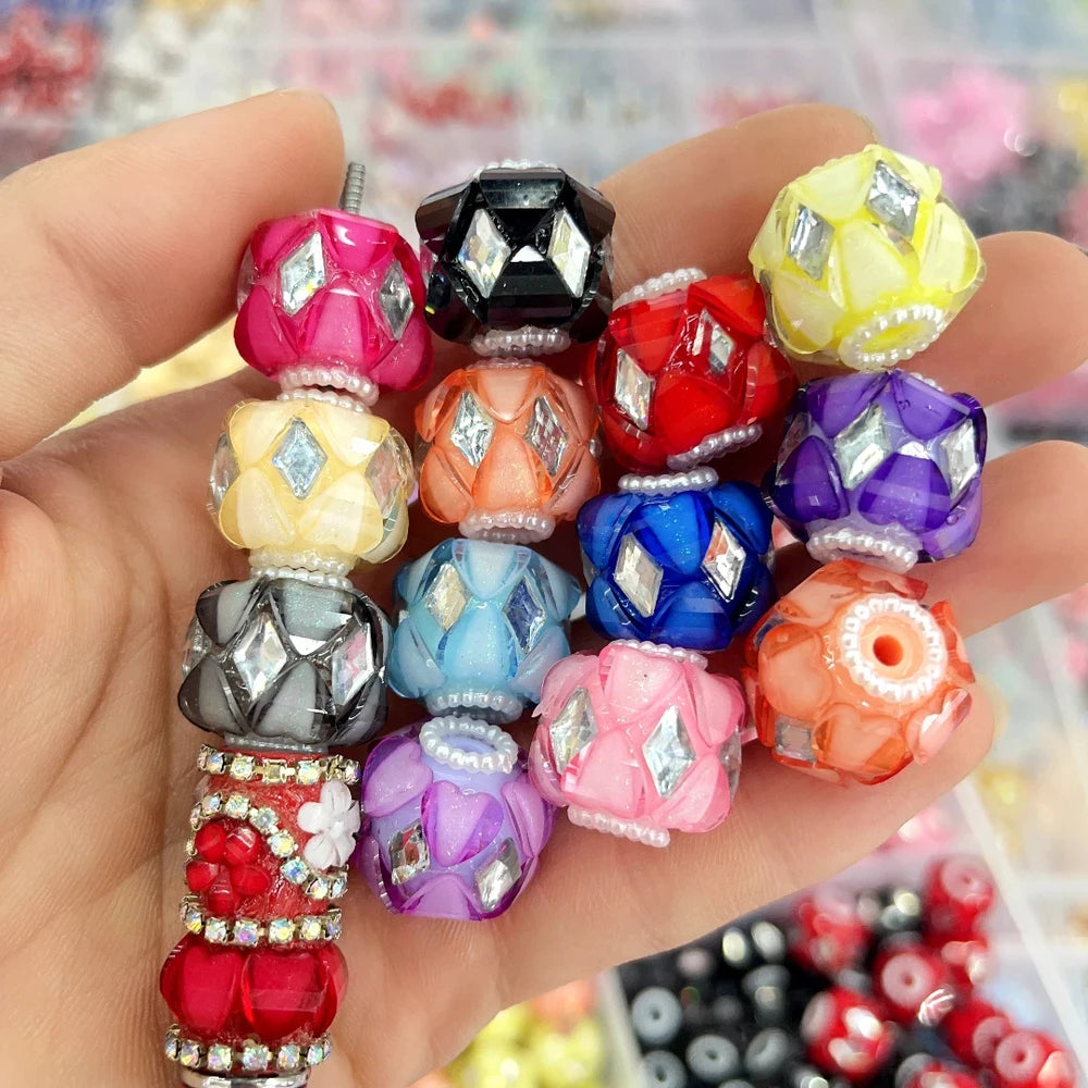 Heart Rhombus Rhinestones Pearls Acrylic DIY Fancy Beads-Random Mixed