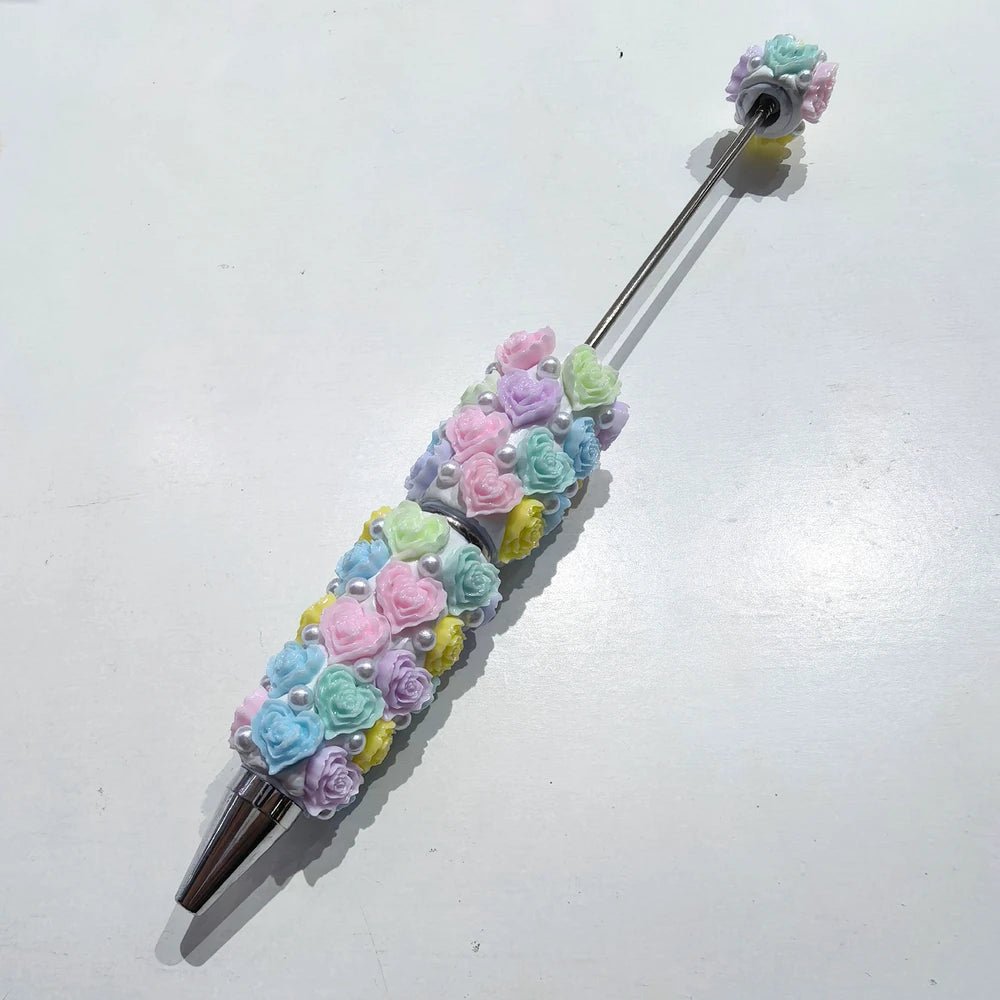 Heart Roses Pearls Beadable Clay Pens