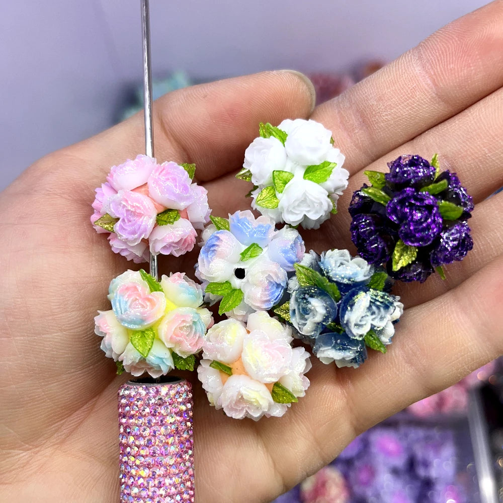 Heart Shiny Flower and Leaves Clay DIY Fancy Beads-Random Mixed