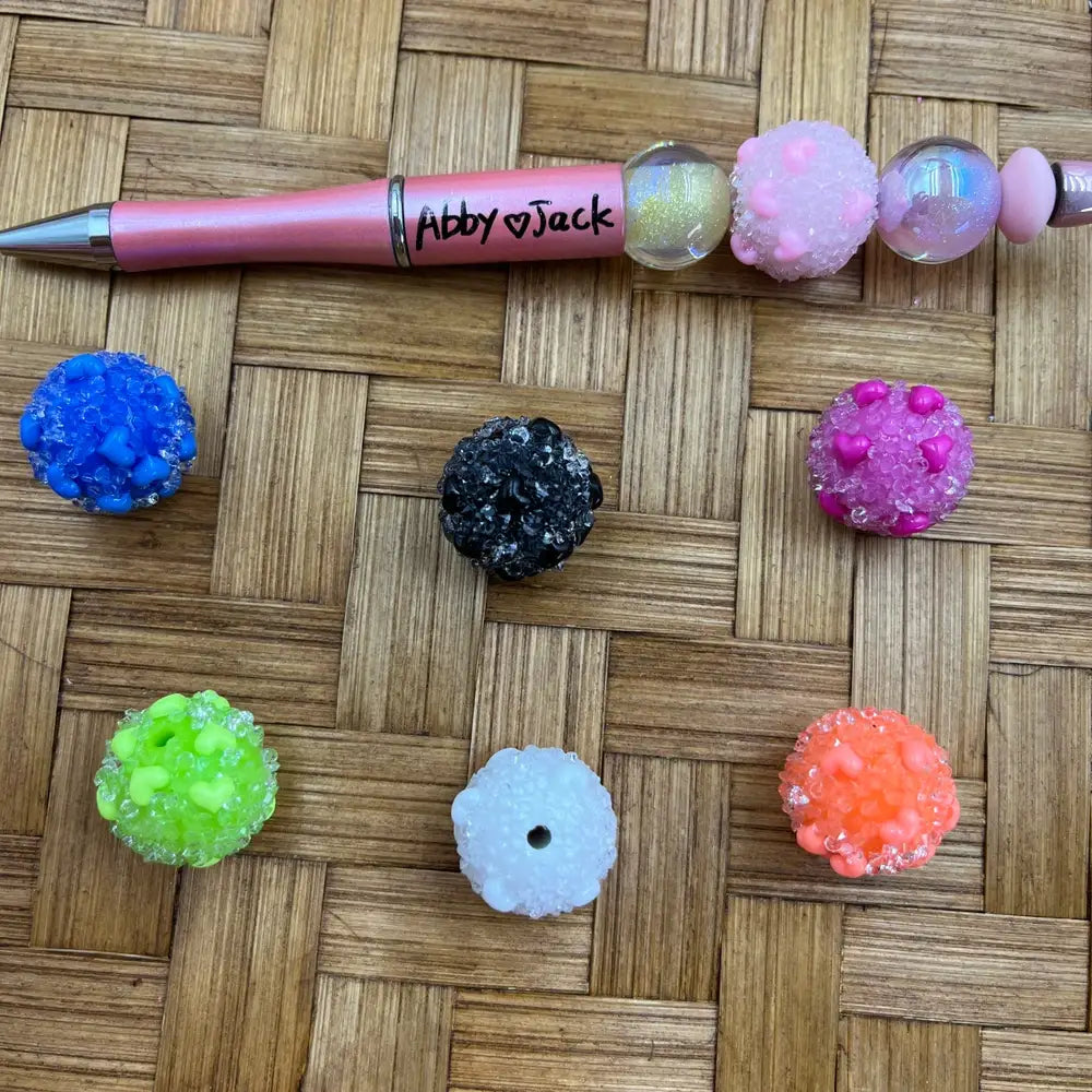 Heart Sugar in Solid Color Fancy Beads | Beadable Pens Bracelets DIY Keychain