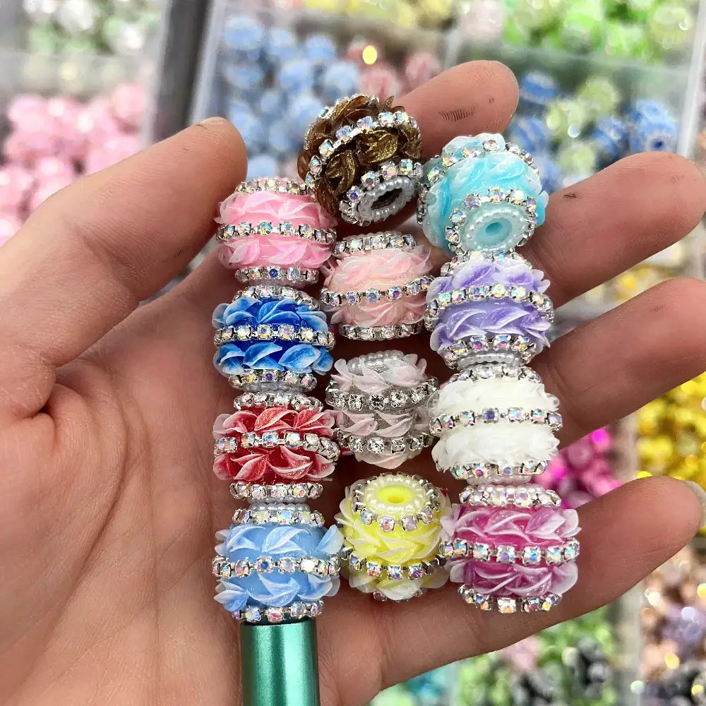 Leaves Pearls and Rhinestone Chain Acrylic DIY Fancy Beads-Random Mixed