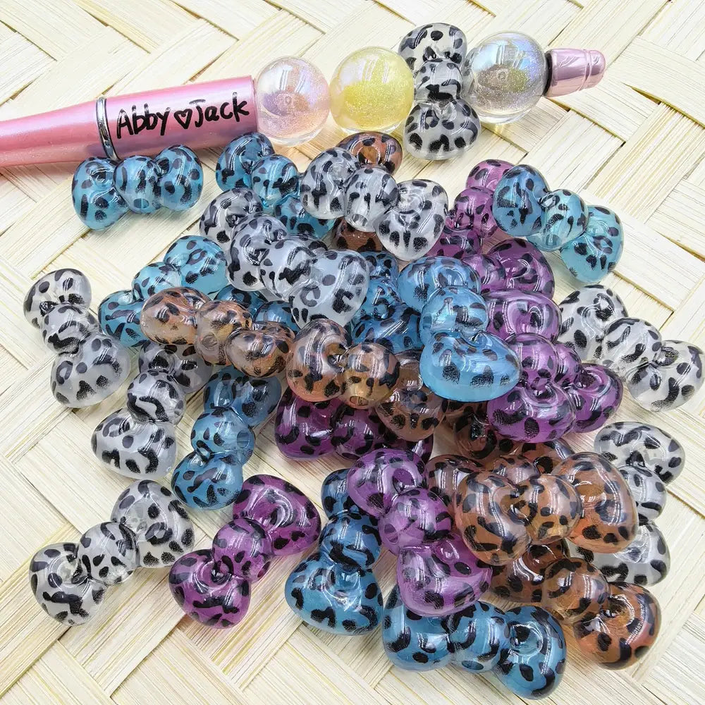 Leopard Bowtie Acrylic Beads