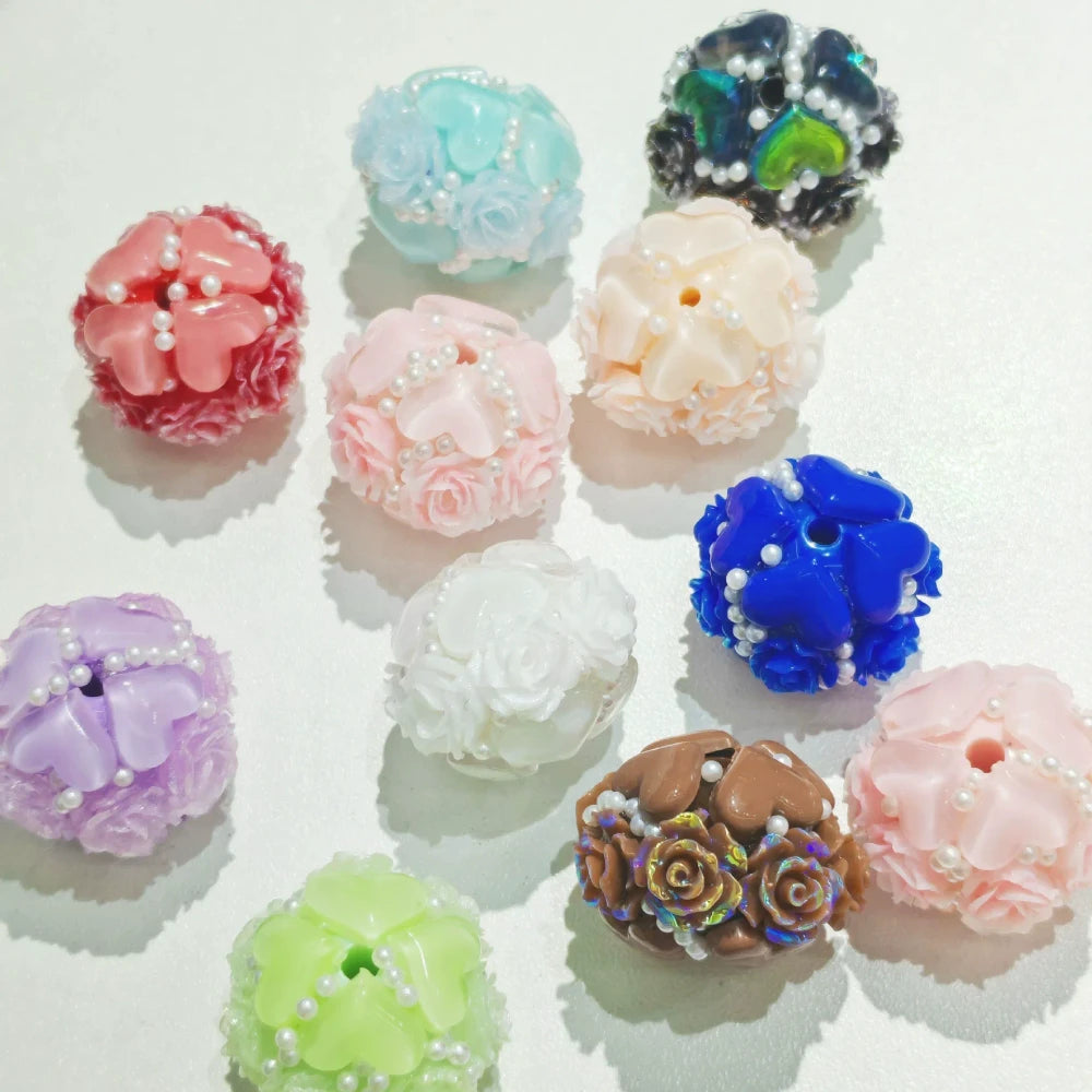 Luminous Flowers Heart Rhinestone Pearl DIY Fancy Beads-Random Mixed