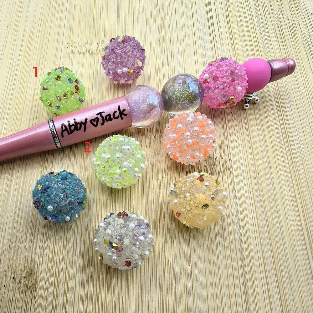 18MM Luminous Rhinestone Pearls Sugar Acrylic DIY Fancy Beads