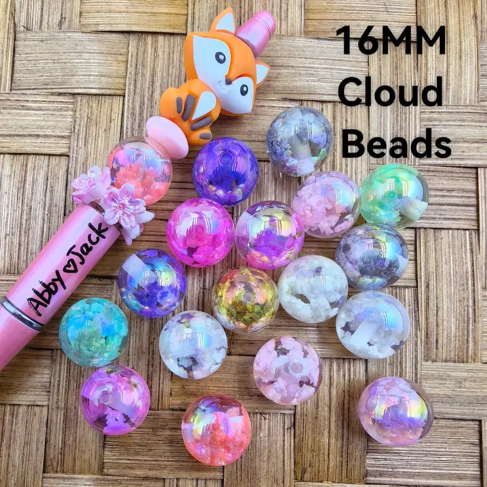 16MM Luminous UV Coating Clear with Cloud Inside Acrylic Bead