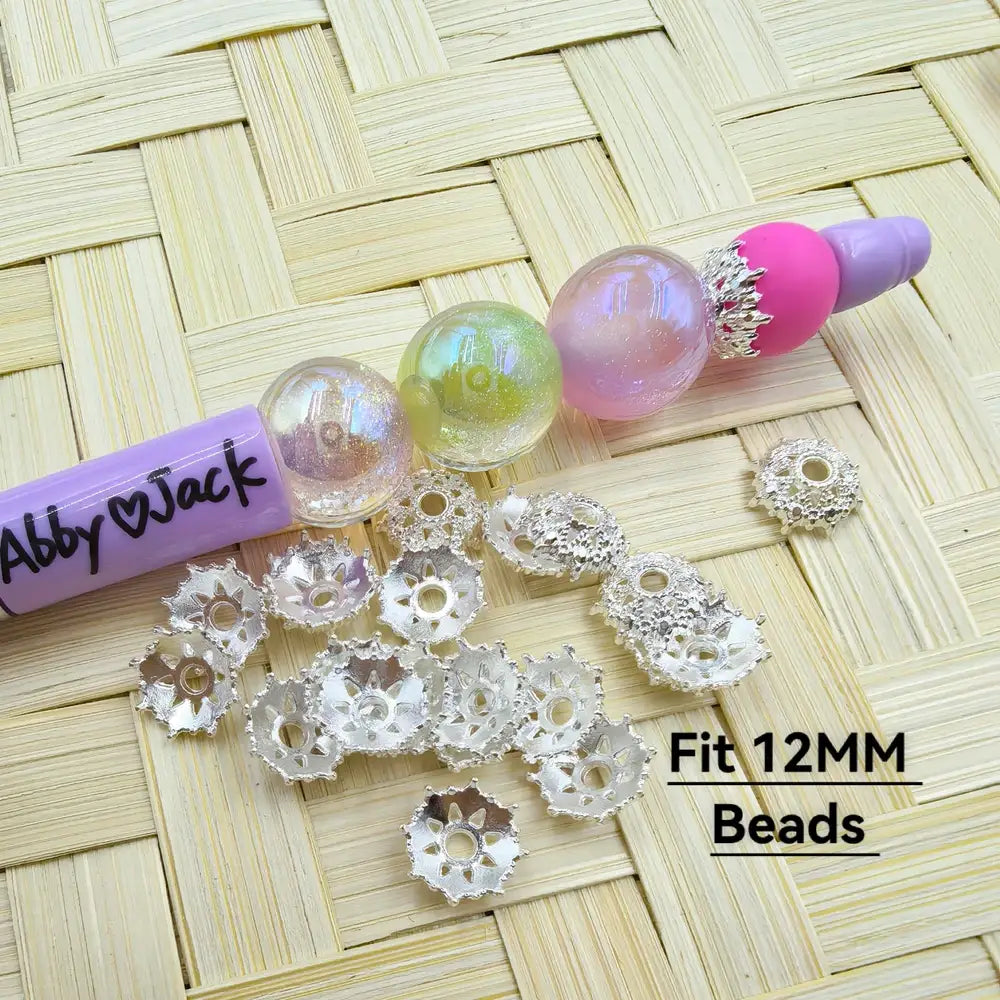 Metal Crown Shape Bead Caps Cages in Silver Color, 12MM