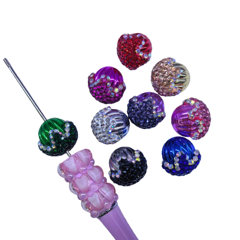 Metallic Water Drop Acron Rhinestone Acrylic DIY Fancy Beads