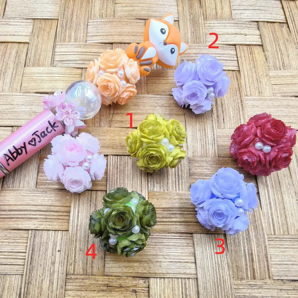 Multi-Color Flower and Pearls Clay DIY Fancy Beads