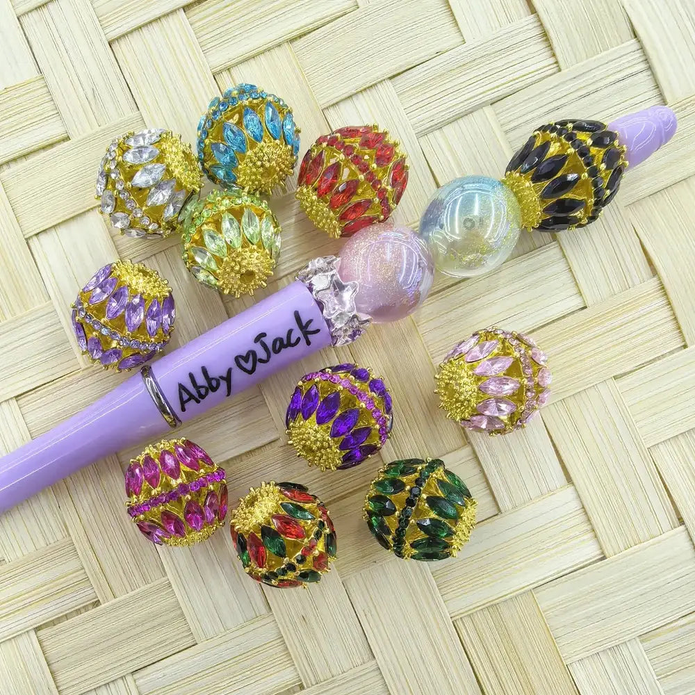 Oval Rhinestones and Rhinestone Chain Golden Metal Beads