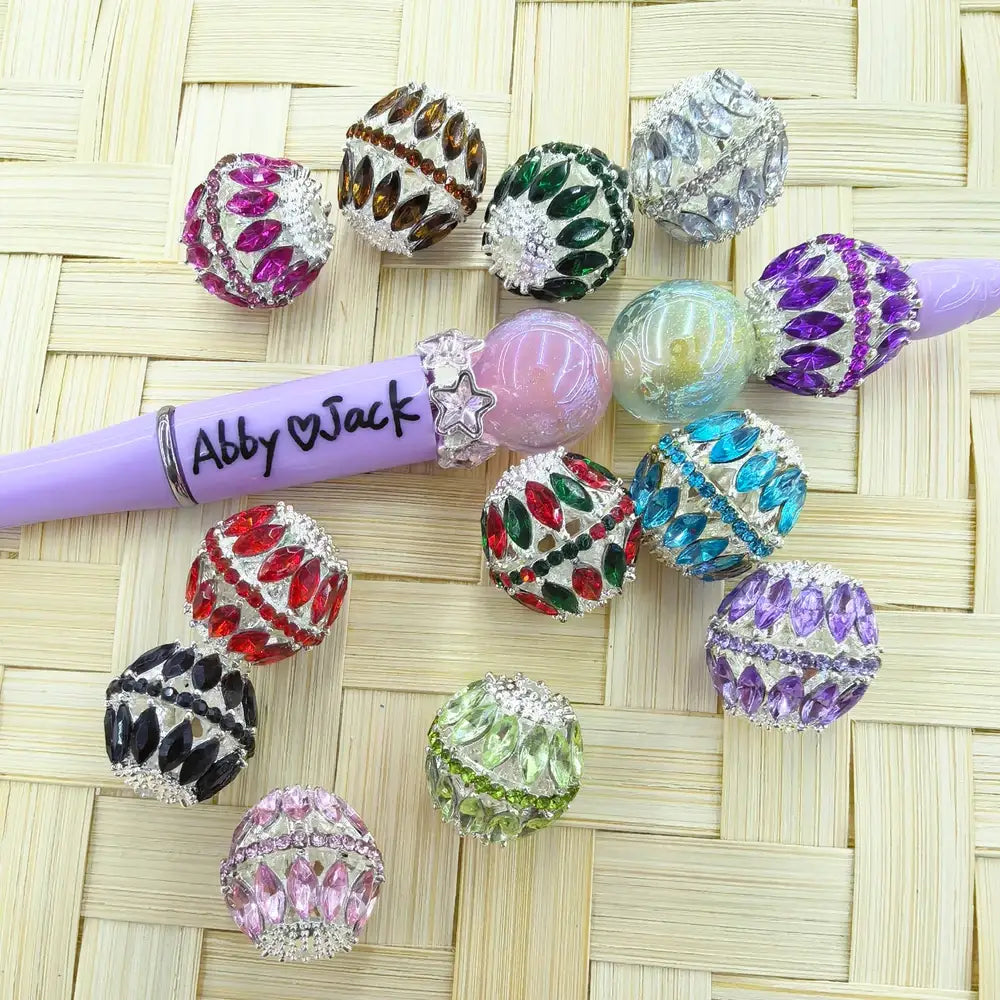 Oval Rhinestones and Rhinestone Chain Silver Metal Beads