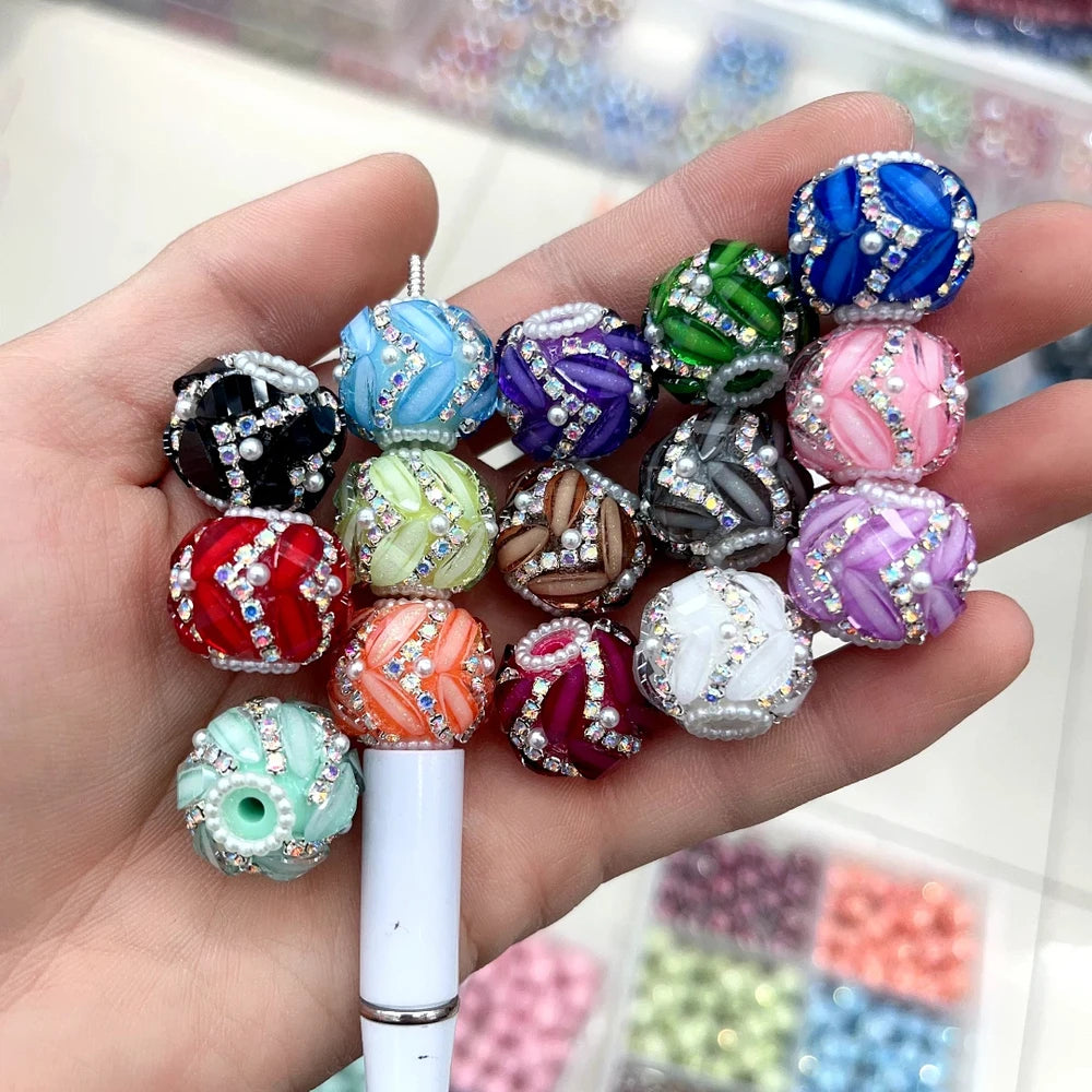 Oval Rhinestones Pearls Rhinestone Chain Acrylic DIY Fancy Beads-Random Mixed