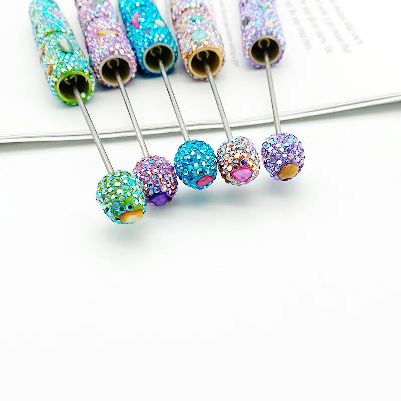 DIY Beadable Pens with Multi-Color Irregular Shape Mini AB Rhinestones Covered the Entire Pen