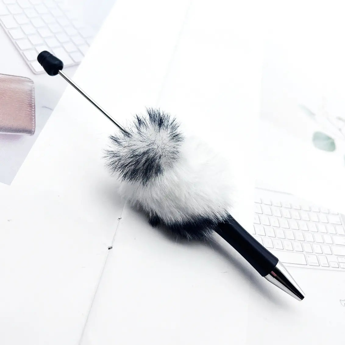 New Style Animal Print Pom Pom Beadable Pens DIY Pen