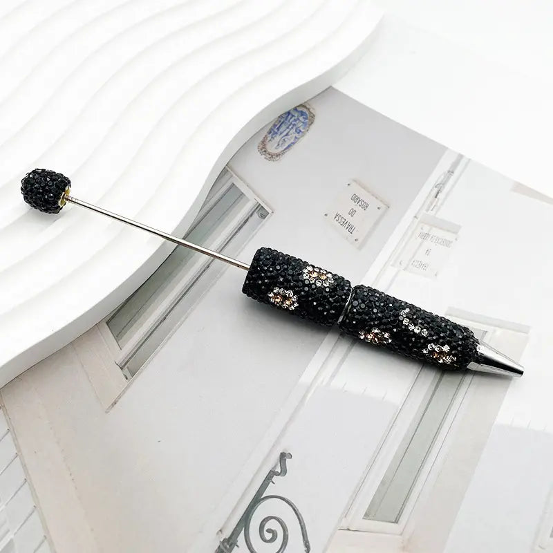 Creative Full Diamond Beadable Pen with Small Flower Design
