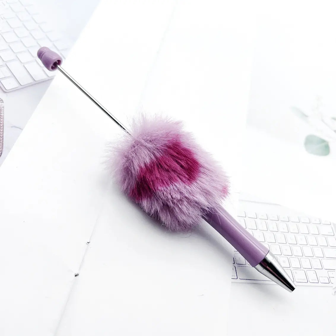 New Style Animal Print Pom Pom Beadable Pens DIY Pen