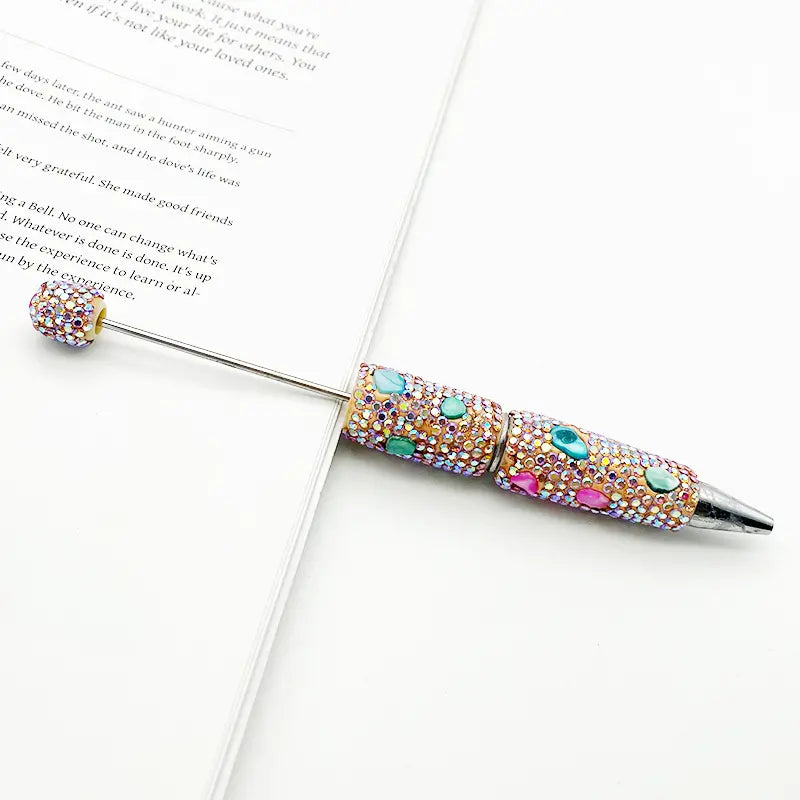 DIY Beadable Pens with Multi-Color Irregular Shape Mini AB Rhinestones Covered the Entire Pen