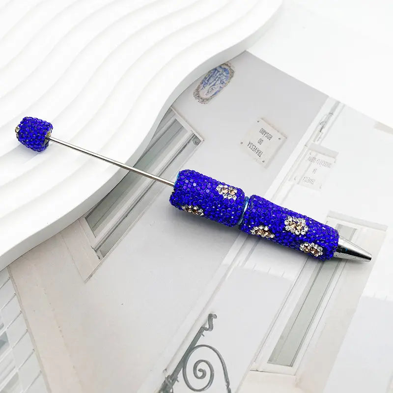 Creative Full Diamond Beadable Pen with Small Flower Design