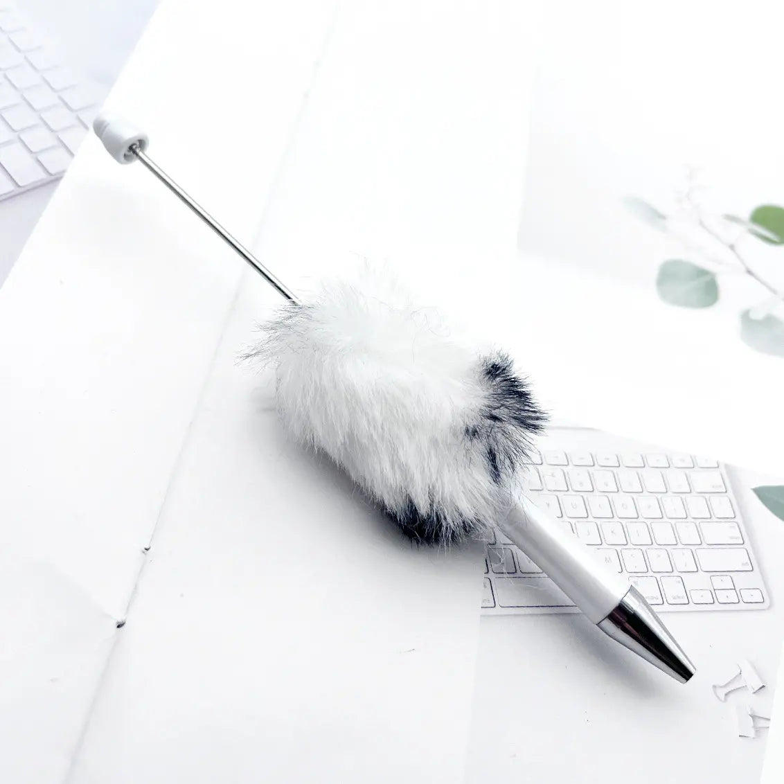 New Style Animal Print Pom Pom Beadable Pens DIY Pen