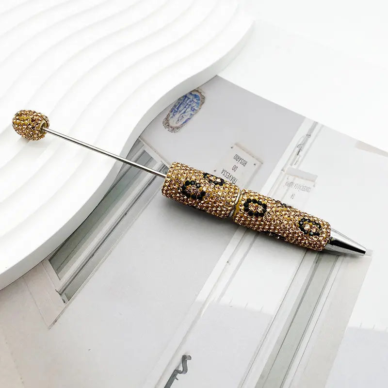 Creative Full Diamond Beadable Pen with Small Flower Design