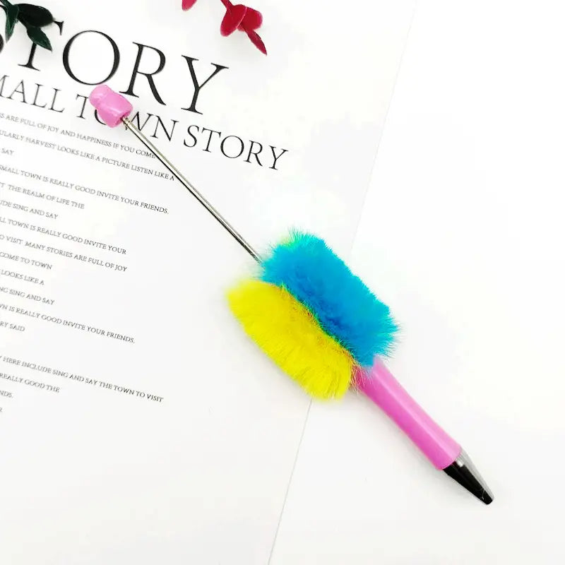 Ombre Color Pom Pom Beadable Pens DIY Pens
