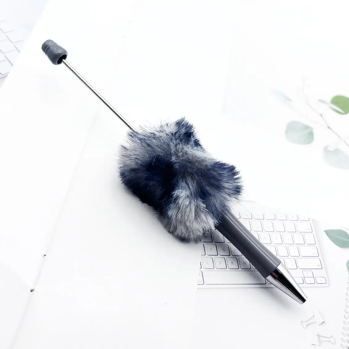 New Style Animal Print Pom Pom Beadable Pens DIY Pen