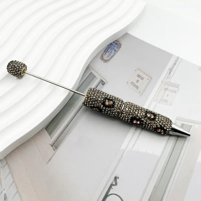 Creative Full Diamond Beadable Pen with Small Flower Design