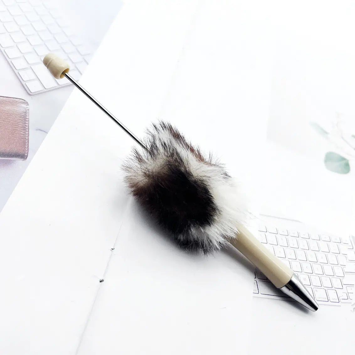 New Style Animal Print Pom Pom Beadable Pens DIY Pen