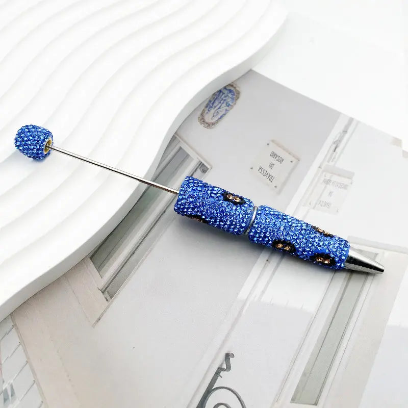 Creative Full Diamond Beadable Pen with Small Flower Design