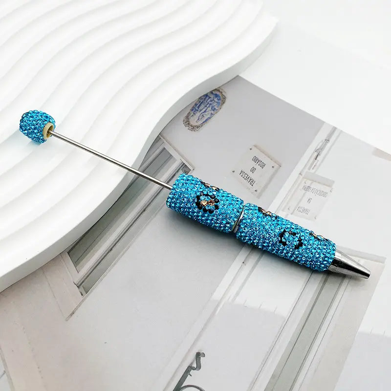 Creative Full Diamond Beadable Pen with Small Flower Design