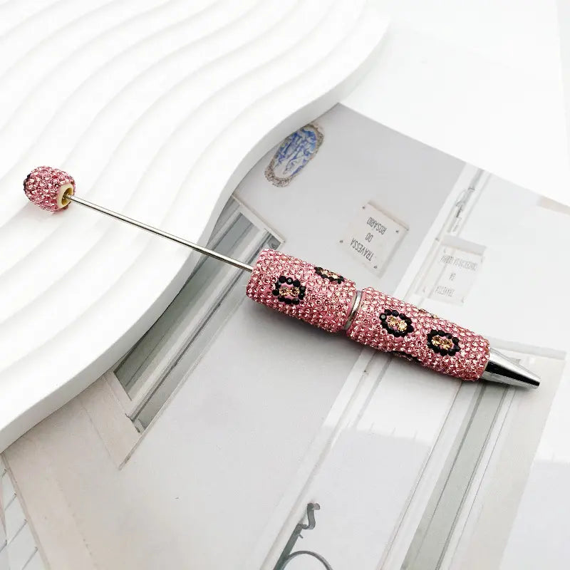 Creative Full Diamond Beadable Pen with Small Flower Design